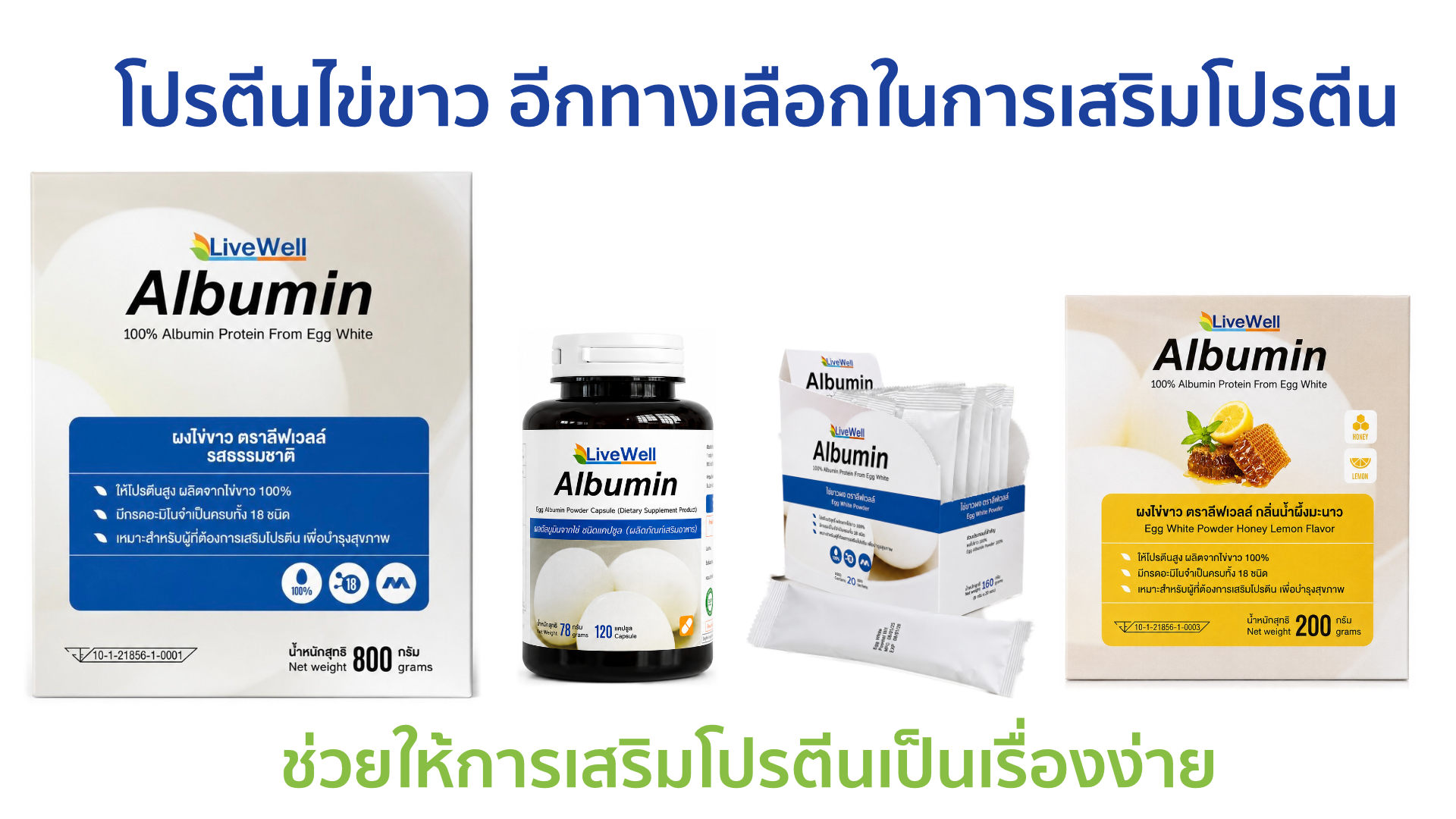 LiveWell Albumin โปรตีนไข่ขาว 100% · ลีฟเวล อัลบูมิน